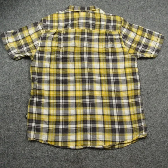 The North Face Shirt Men Large Yellow‎ Black Plaid Hiker Camp Outdoors Slim Fit - Picture 3 of 11